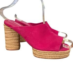 Mercedes Castillo Rocio All Leather Espadrille High Heel Sandals Pink Shoes sz 6